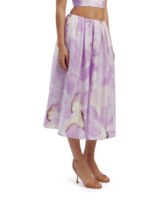 Bardot Purple Leia Floral Midi Skirt