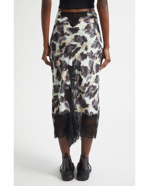 Collina Strada Black Hiss Crepe & Lace Midi Skirt