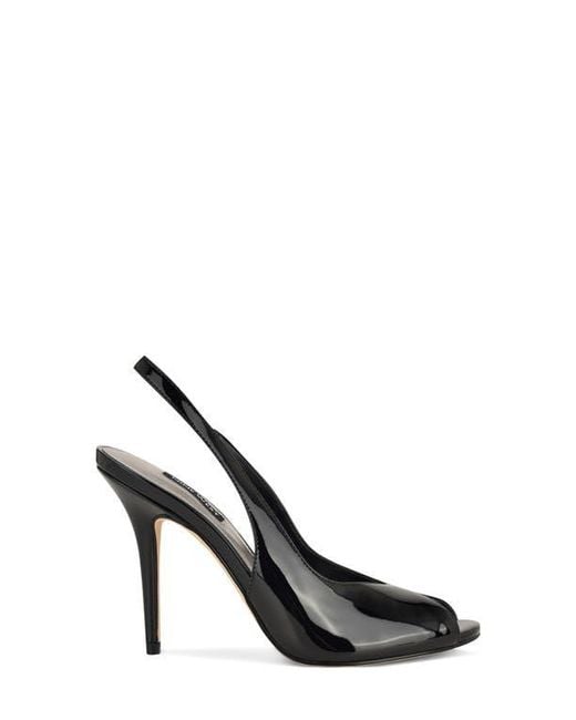 Nine West Black Pretta Slingback Peep Toe Pump