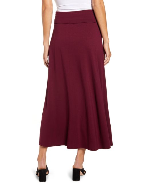 Loveappella Red Roll Top Maxi Skirt