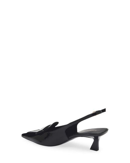 Stuart Weitzman Black Sovinnie Slingback Patent Loafer Pump
