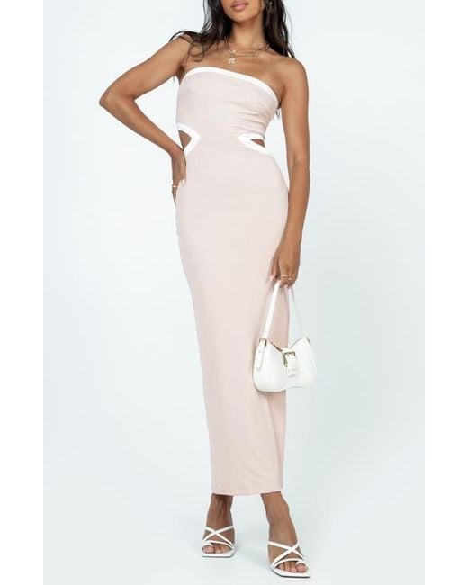 Princess Polly Greta Cutout Strapless Maxi Dress in White | Lyst
