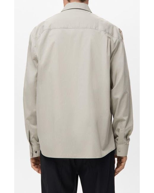 Mango Gray Relaxed Fit Solid Snap-Up Shirt for men
