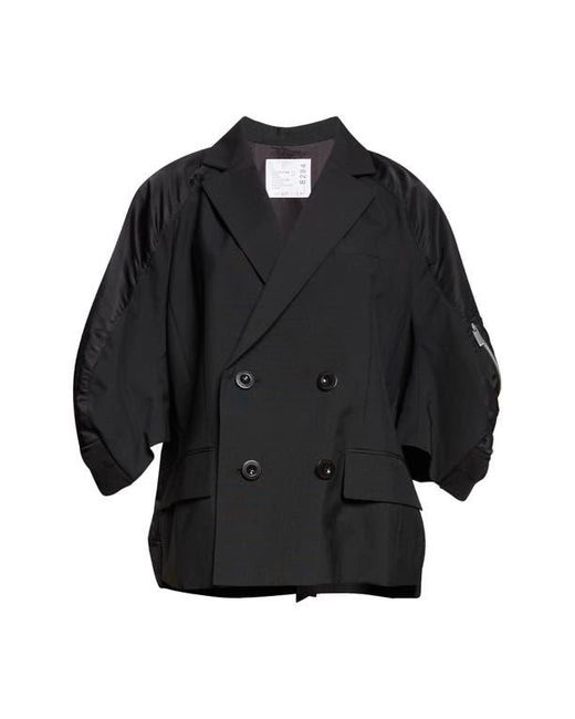 Sacai Suiting X Nylon Twill Jacket in Black | Lyst