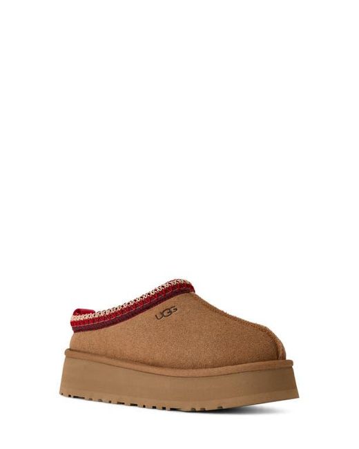 Ugg Brown Tazz Ii Genuine Shearling Lined Platform Slipper