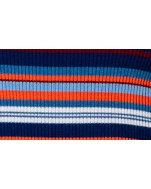 Akris Punto Blue Stripe Short Sleeve Virgin Wool Sweater