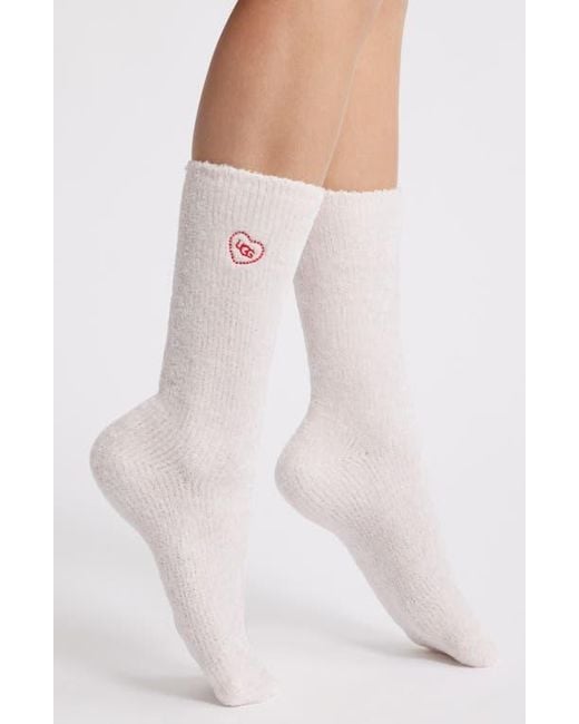 Ugg White Leda Love Crew Socks