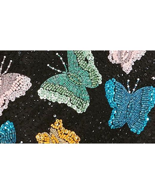 Mac Duggal Blue Butterfly Sequin Beaded Asymmetric Minidress