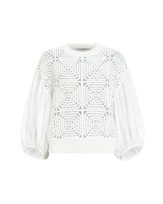 AllSaints White Sol Mixed Media Lace Top