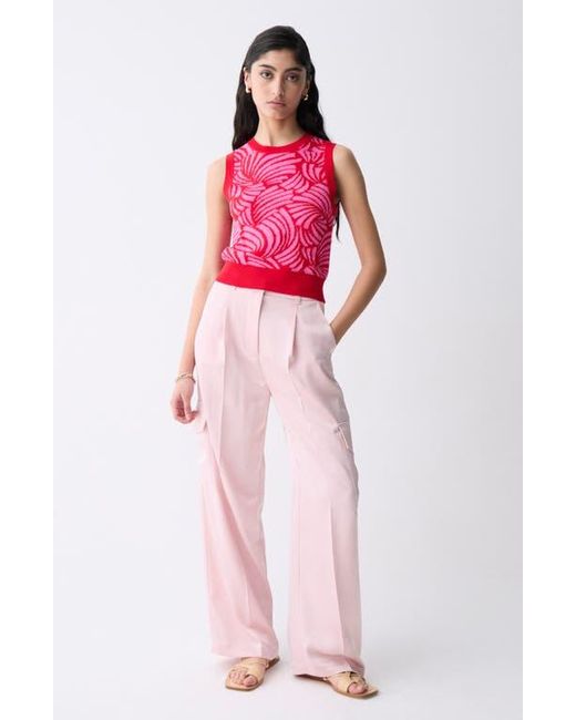 DELUC Pink Thyago Abstract Jacquard Sleeveless Sweater
