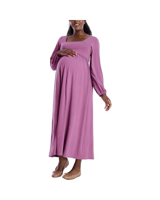 Motherhood Maternity Purple Long Sleeve Empire Waist Maxi Dress
