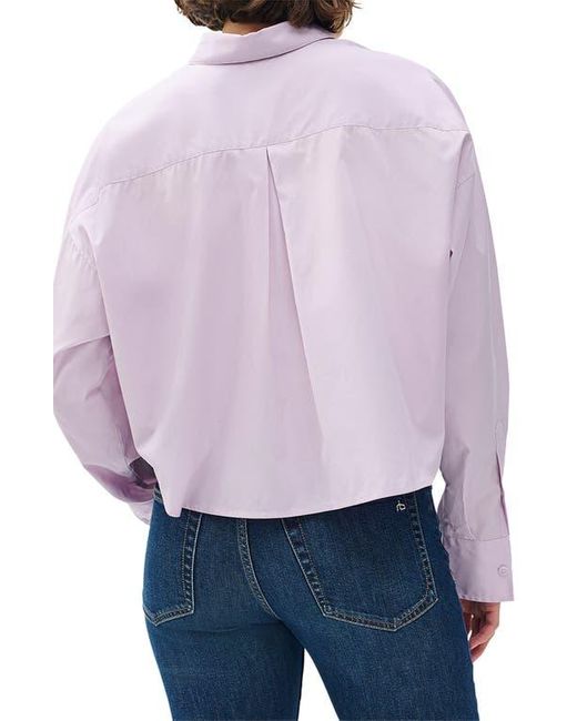 Rag & Bone Purple Marin Crop Cotton Button-Up Shirt