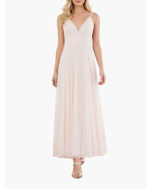 Needle & Thread Pink Sequin Cascade Cami Plunge Gown