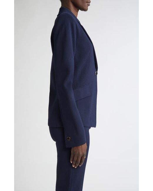 St. John Blue Harper One-Button Knit Jacket