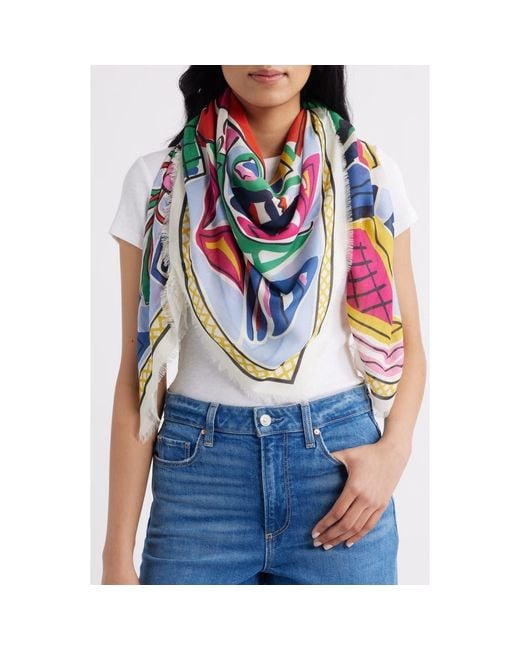 Echo Blue Cubists Square Scarf