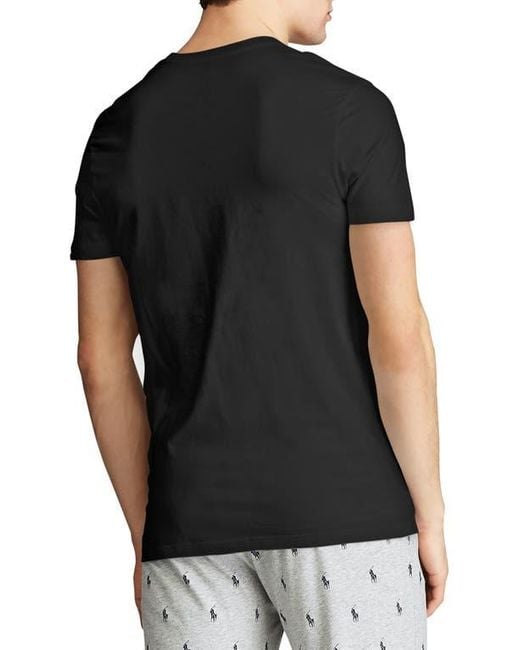 Polo Ralph Lauren Black 5-Pack Relaxed Fit Logo Embroidered Crewneck Undershirts for men