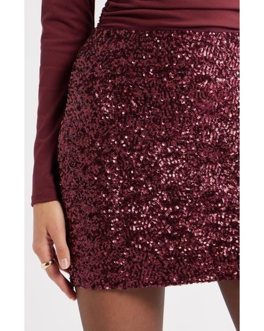 Open Edit Red Sequin Miniskirt