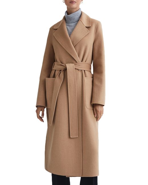 Reiss Brown Lucia Belted Wool Blend Coat
