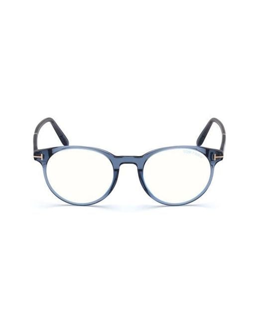 Tom Ford Brown 49Mm Round Light Blocking Glasses for men