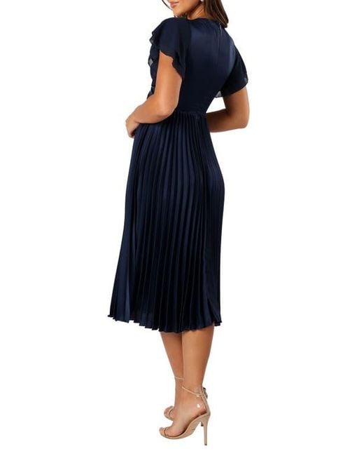 Petal & Pup Blue Nova Flutter Sleeve Midi Dress