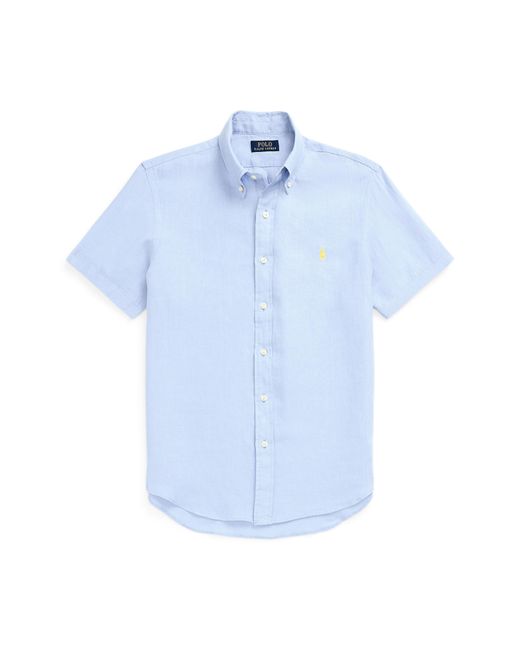 Polo Ralph Lauren Blue Linen Short Sleeve Button-down Shirt for men