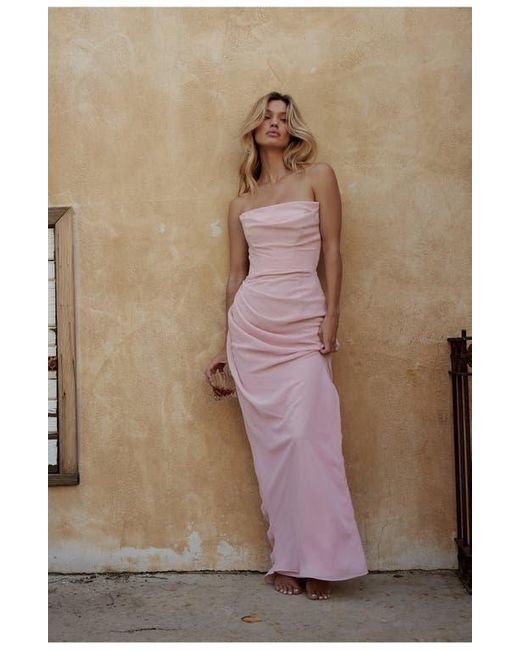 House Of Cb Multicolor Adrienne Satin Strapless Gown