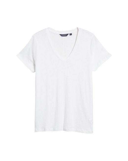 Vineyard Vines White V-neck Linen T-shirt