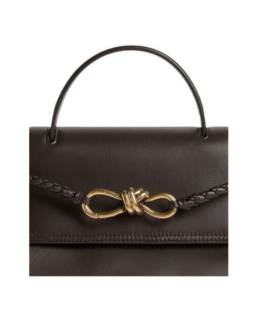 Bottega Veneta Black Small Ciao Ciao Knot Detail Leather Top Handle Bag