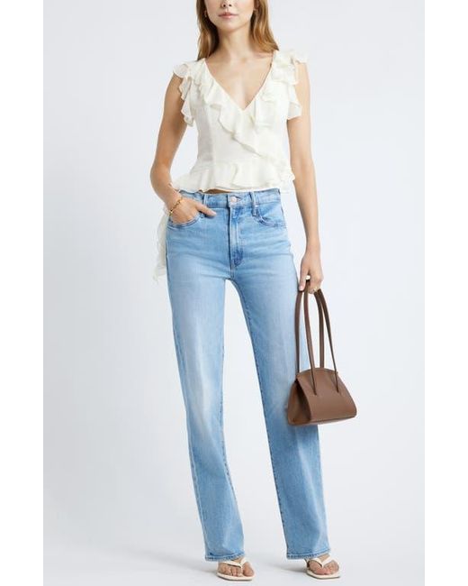 Open Edit Blue Sleeveless Ruffle Top