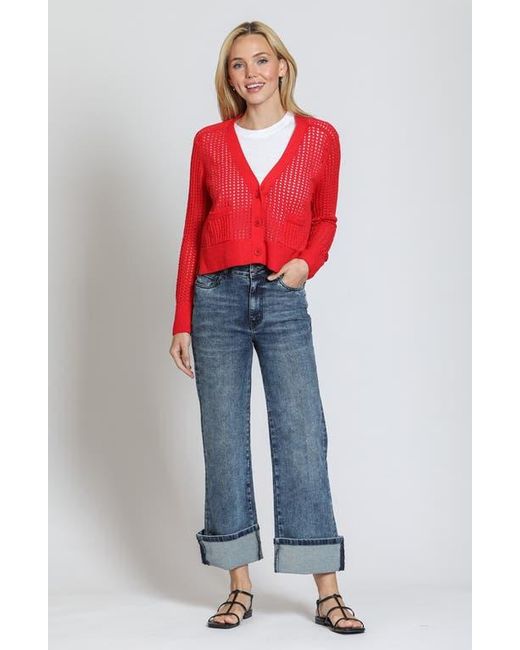Apny Red Open Stitch Cardigan