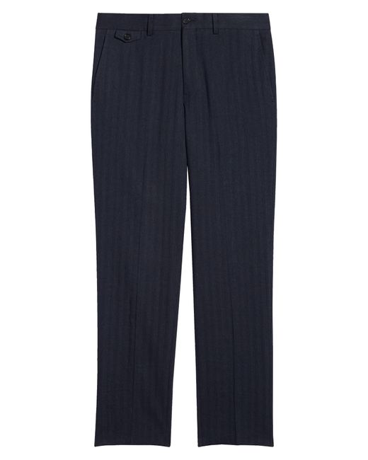 Billy Reid Blue Flat Front Linen Blend Dress Pants for men