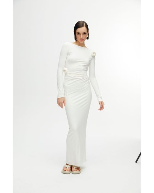 Nocturne White Wide Collar Long Dress