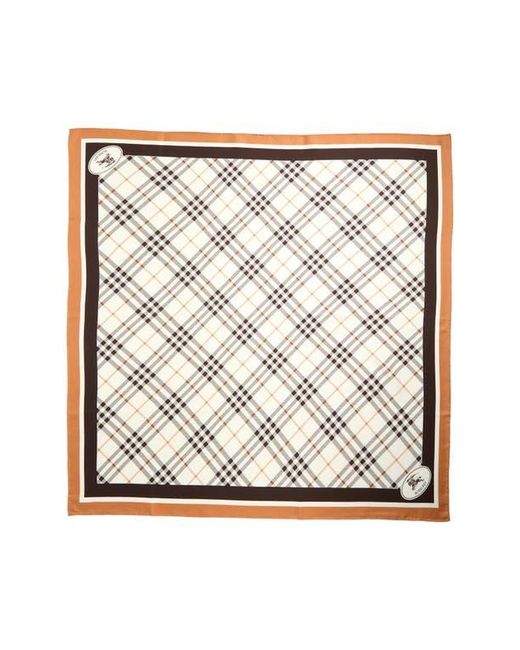 Burberry Medium Check Border Silk Scarf in White | Lyst