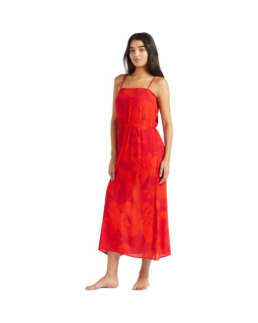 Vilebrequin Red Flower Power Long Rayon Dress