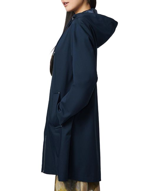 Bernardo Blue Water Resistant Hooded Long Raincoat