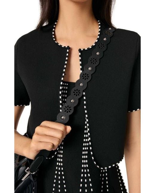 Maje Black Cropped Short Sleeve Cardigan