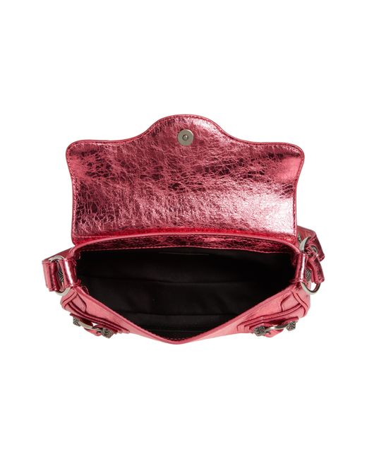 Balenciaga Red X-small Le Cagole Metallic Leather Shoulder Bag