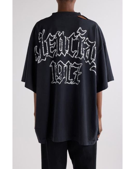 Balenciaga Black Oversize Graphic T-Shirt