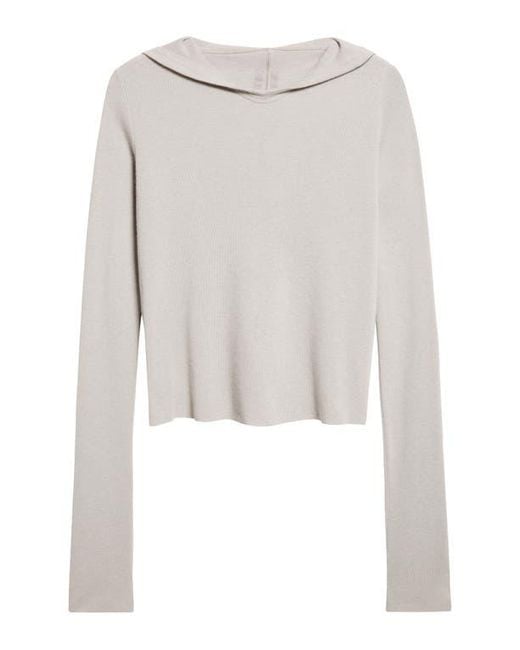 Rick Owens White Rib Crop Hoodie