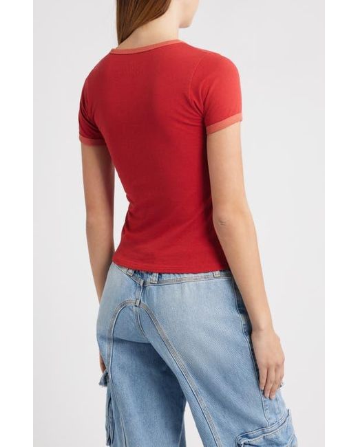 GOLDEN HOUR Red Champs Cotton Graphic T-Shirt