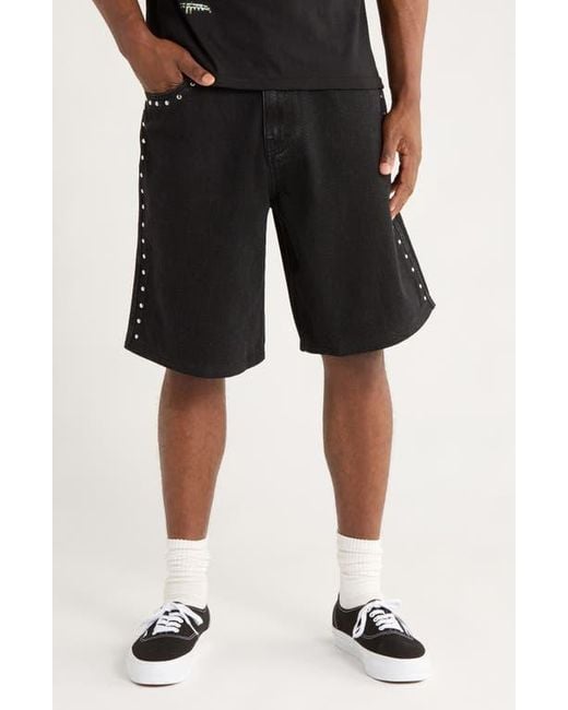Pleasures Black Lucky Stud Jorts for men