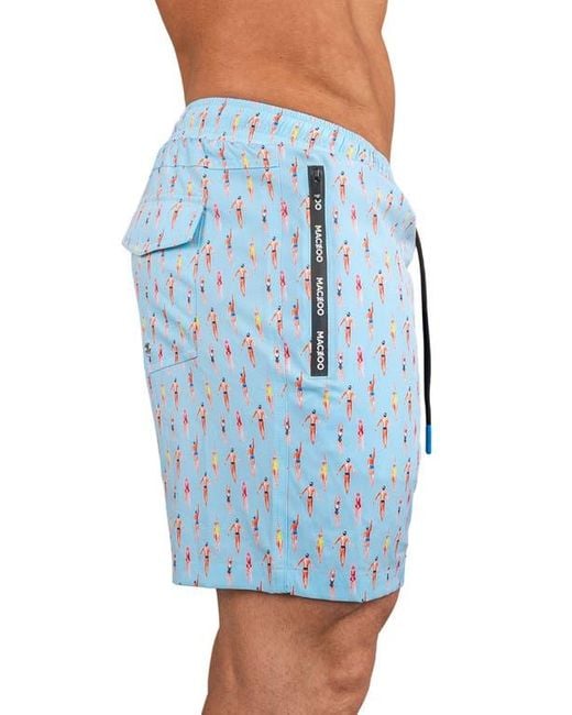 Maceoo Blue Swim Lion Pool Swim Trunks for men
