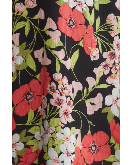 Anne Klein Multicolor Floral Print Tie Neck Top