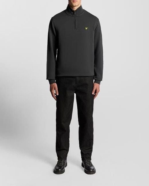 Lyle & Scott Black Loopback Quarter Zip Sweat for men