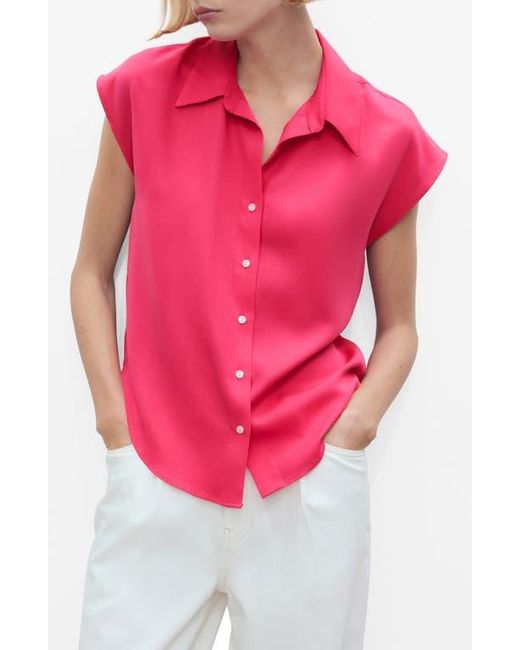 Mango Pink Cap Sleeve Button-Up Shirt