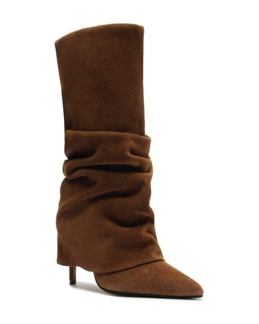 SCHUTZ SHOES Brown Mikki Up Cloak Pointed Toe Boot