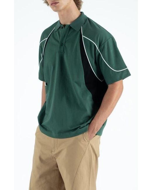 STUDENTS Green Captain Colorblock Polo for men