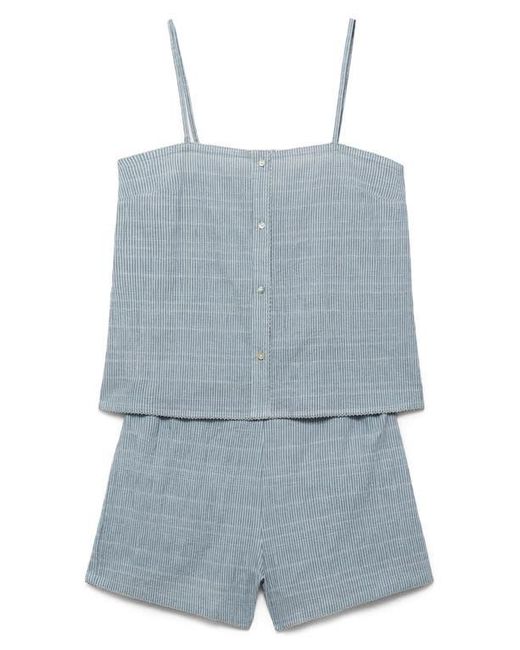 Mango Blue Stripe Seersucker Short Pajamas