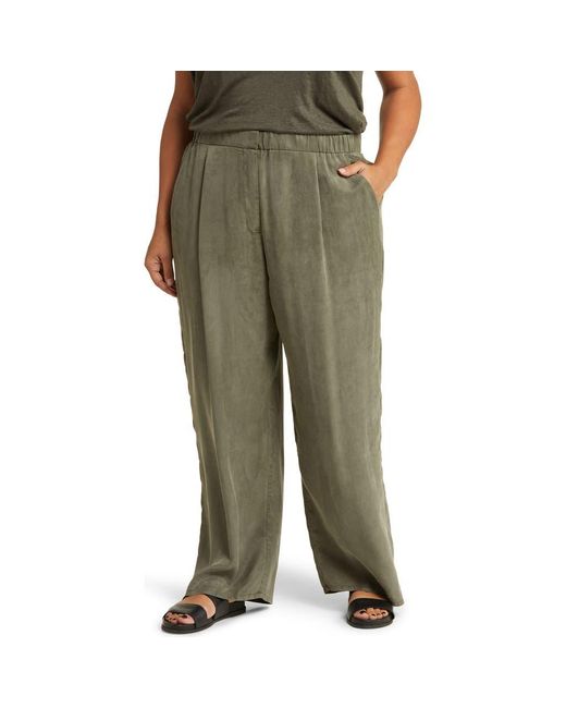 Eileen Fisher Green Pleated High Waist Pants