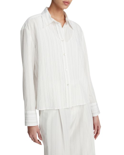 Vince White Stripe Crop Button-up Shirt